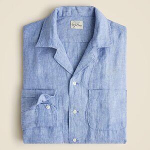 J Crew Baird McNutt Irish Linen Blue Long Sleeve Camp Collar Shirt (M, L, XL)